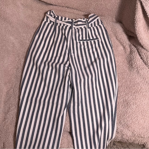 Zara Wide Leg High Waist Tie Lightweight Pants size Small, Blue & White Stripes - Picture 8 of 15